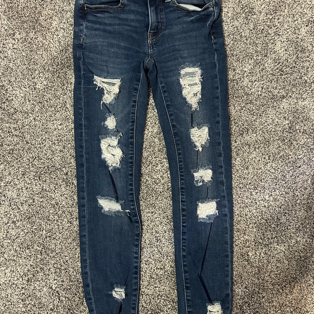 American Eagle Outfitters Blue Skinny Jeans Distressed